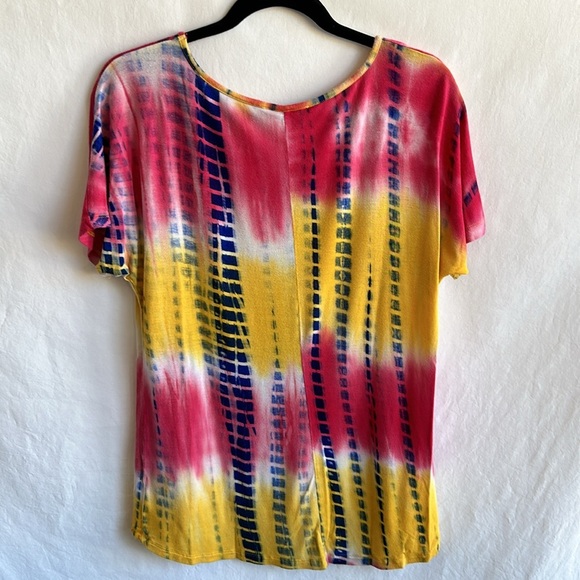 Multicolor tie-dye scoop neck short sleeve tee, size M - Picture 4 of 5